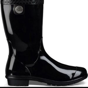 UGG® Sienna Rubber Shearling Lined Glossed Waterproof Rain Boots Size 10